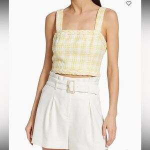 New! Veronica Beard ‘Maily’ Tweed Top Cotton Blend Gingham Pattern Womens Size 2